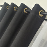 FERNARA Curtains – Wool-Look Solid Texture – Black